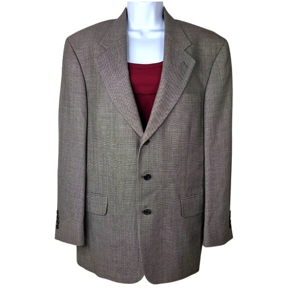 Oscar de la Renta Gray Single Breasted 3 Button Sport Coat Blazer Jacket Men 40R - Picture 1 of 9